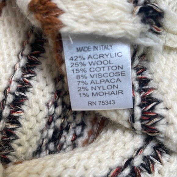 Elsamanda Ivory & Brown Stripe Drop Sleeve Sweater Size:M - Picture 4 of 4